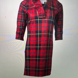 Gretchen Scott Designs Red and Black Asymmetrical Plaid Dress